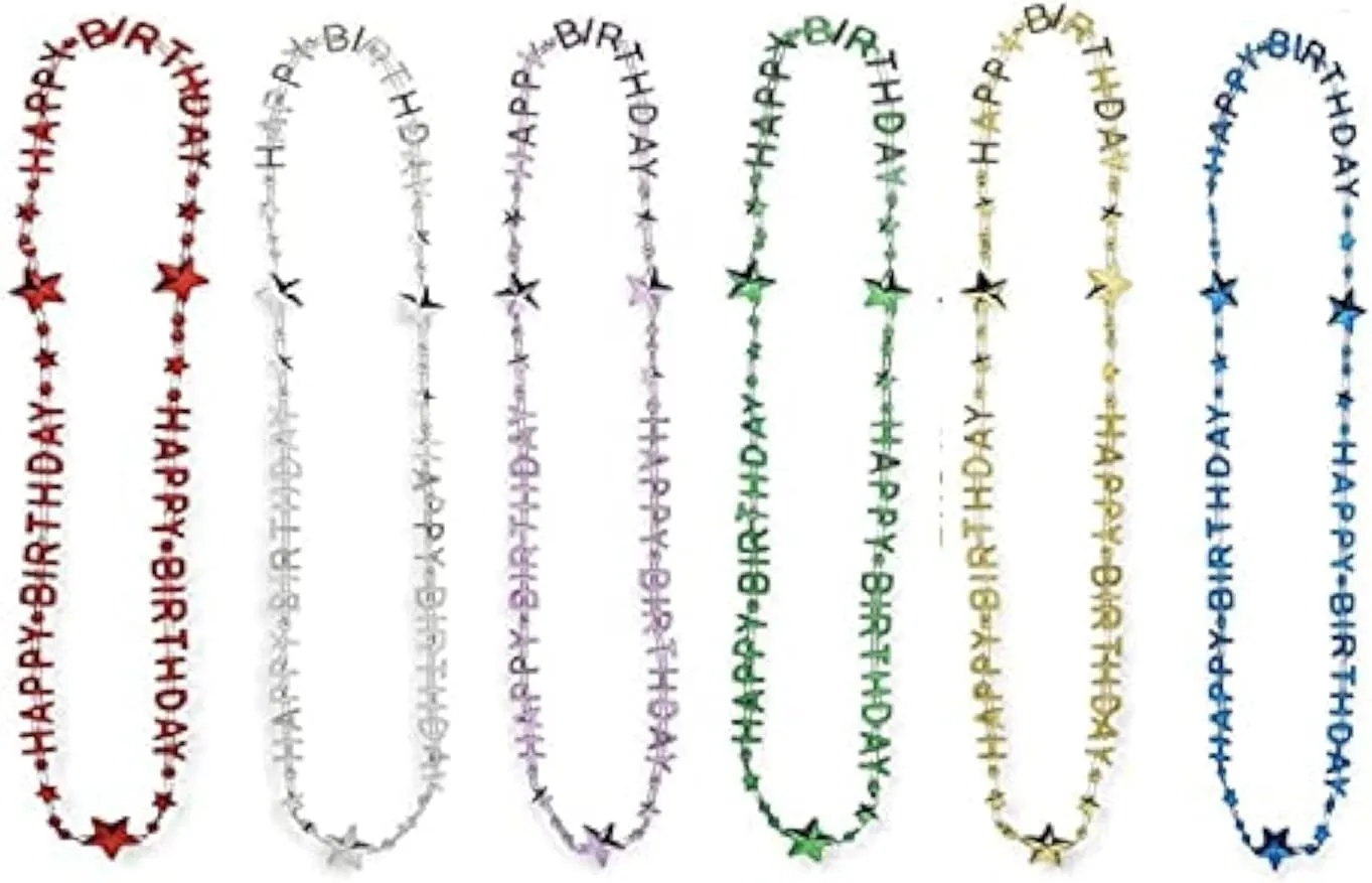 Birthday Bead Necklaces Party Favors 24 Piece gregarious Colorful Happy 