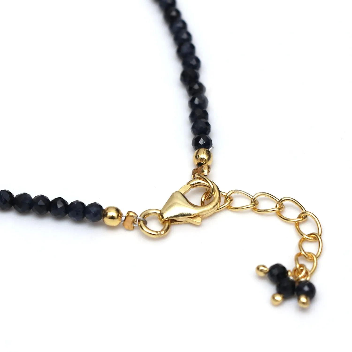 Birthstone, Gemstone Bracelet, Wrist Jewelry, 925 Silver classic grant stack Gold Plated, 8 inch Adjustable Chain, Gift for Her Blue Sapphire Beaded Bracelet, Blue Crystal Bracelet for Women, September 