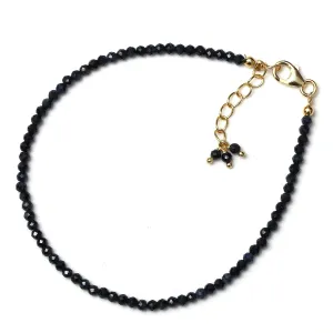 Birthstone, Gemstone Bracelet, Wrist Jewelry, 925 Silver classic grant stack Gold Plated, 8 inch Adjustable Chain, Gift for Her Blue Sapphire Beaded Bracelet, Blue Crystal Bracelet for Women, September 