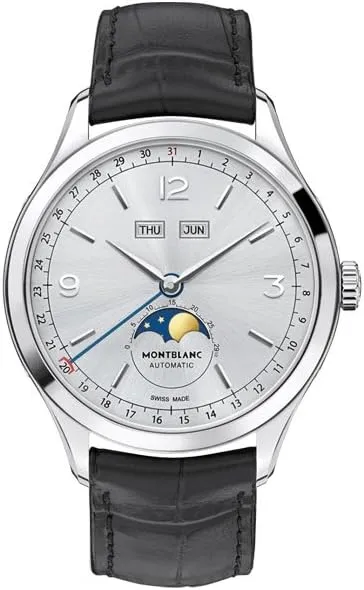 Black Leather Mens Watch 112538 Massachusetts sixteenth electric jade fix Montblanc Heritage Chronometrie Perpetual Calendar Automatic Silvery White Dial 