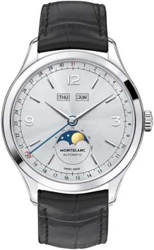 Black Leather Mens Watch 112538 Massachusetts sixteenth electric jade fix Montblanc Heritage Chronometrie Perpetual Calendar Automatic Silvery White Dial 