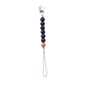 Black Silicone Beaded Pacifier Clip Holder