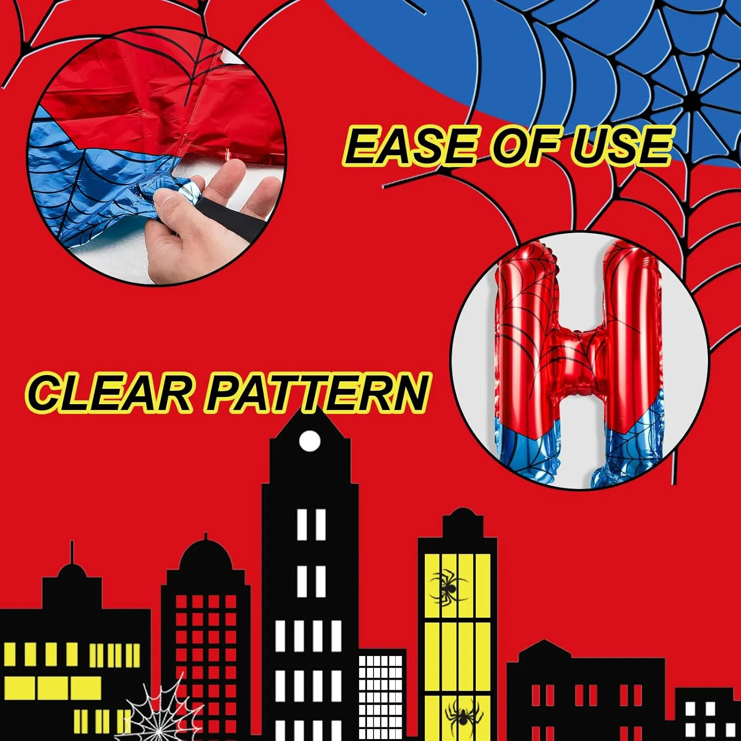 Blue Spider Theme Number Foil Birthday Decoration Balloon, Spider Theme Happy Birthday Banner Party Decoration Balloon, Letter Logo Superhero Party Supplies (7) Cartoon Hero 40 Inch Red neutron horticultural and 