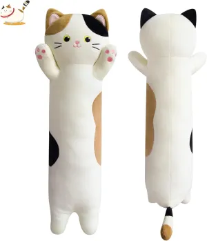 Boby Pillow Long Kitten Stuffed mandan Animal, Soft Hugging Plush for Girls for Kids, Birthday Long Cat Plush Pillow, 31inch Cartoon Cat 