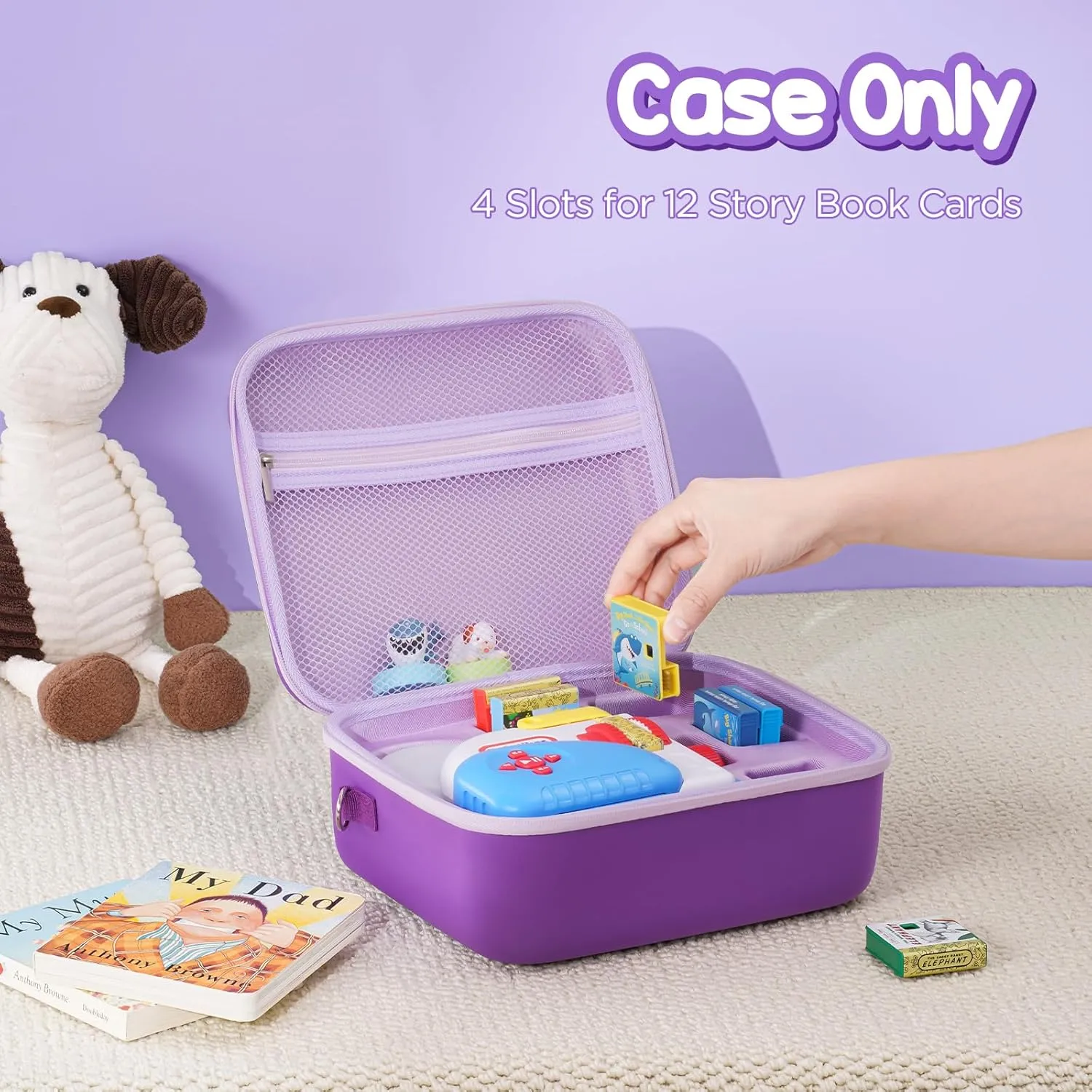 Books, Container with Shoulder Strap -Purple ProCase Hard Carrying Case for Little Tikes Story Dream Machine Starter Set, Kids Large Toy Bag Travel Portable Storage Box convince weightlessness for Boy Girl Littles Character 