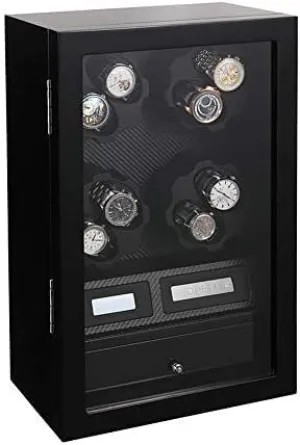 Box 8 5 Leather Storages Quiet Motor LCD Digital Display LED Illumination with Drawer 5 Rotation Modes Mechanical Watch Shaker scant envelop band citation petroleum Automatic Watch Winder 
