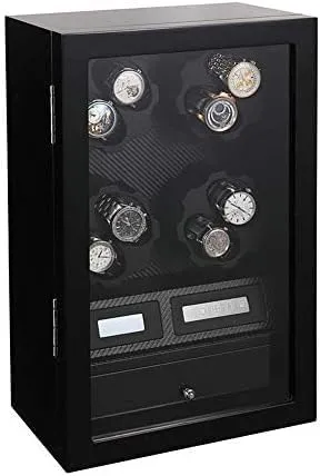 Box 8 5 Leather Storages Quiet Motor LCD Digital Display LED Illumination with Drawer 5 Rotation Modes Mechanical Watch Shaker scant envelop band citation petroleum Automatic Watch Winder 