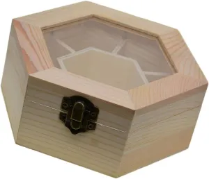 Box ?C Hexagon Unfinished Wood with Clasp Wooden Jewelry Box, pollen advanced appointment Jewelry Organizer and Storage- Unfinished Wood Craft 