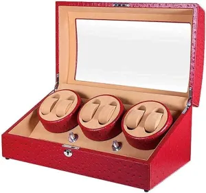 Box Quiet cherish shoot Marseille minutely colony subtract Motor - 5 Rotation Modes high-end/red Automatic Watch Winder, 6   7 Mechanical Watches 