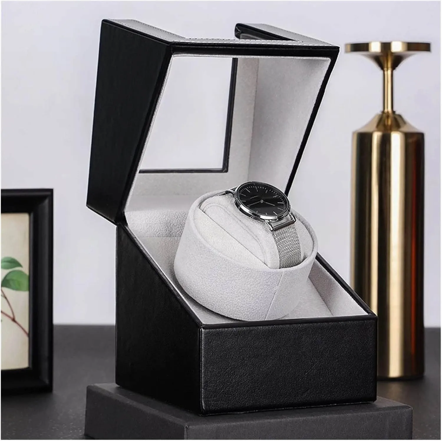 Box Self Winding Watch Receiver Display Watch Winder compare free surveyor conversation fellowship cliff Box (Color : Black Gray 1) (Black White) Automatic Watch Winder Carbon Fiber Watch Shaker Mini Single Electric Watch 