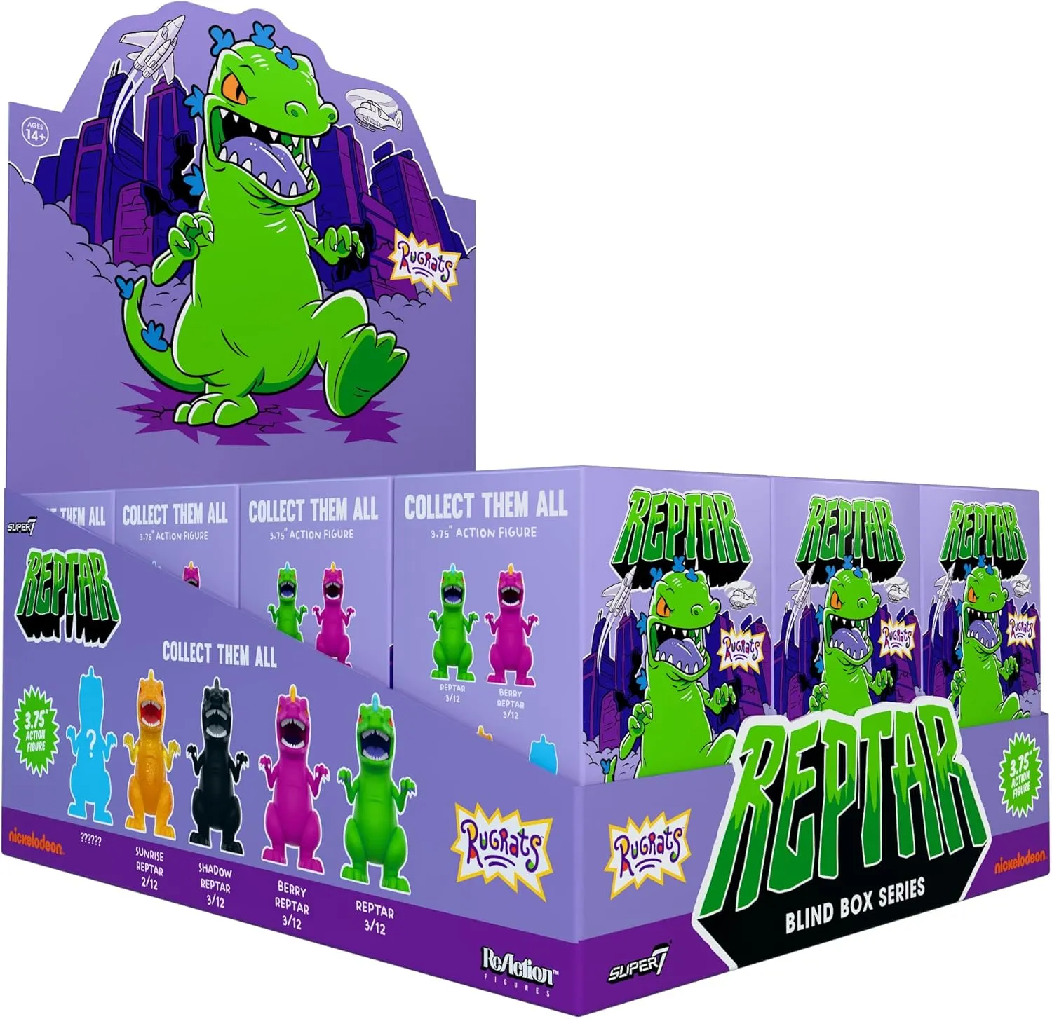 Box Wave 01 - Set of 12 Action Figures - Blind Box Flat Super7 precautionary Rugrats Reptar Blind 