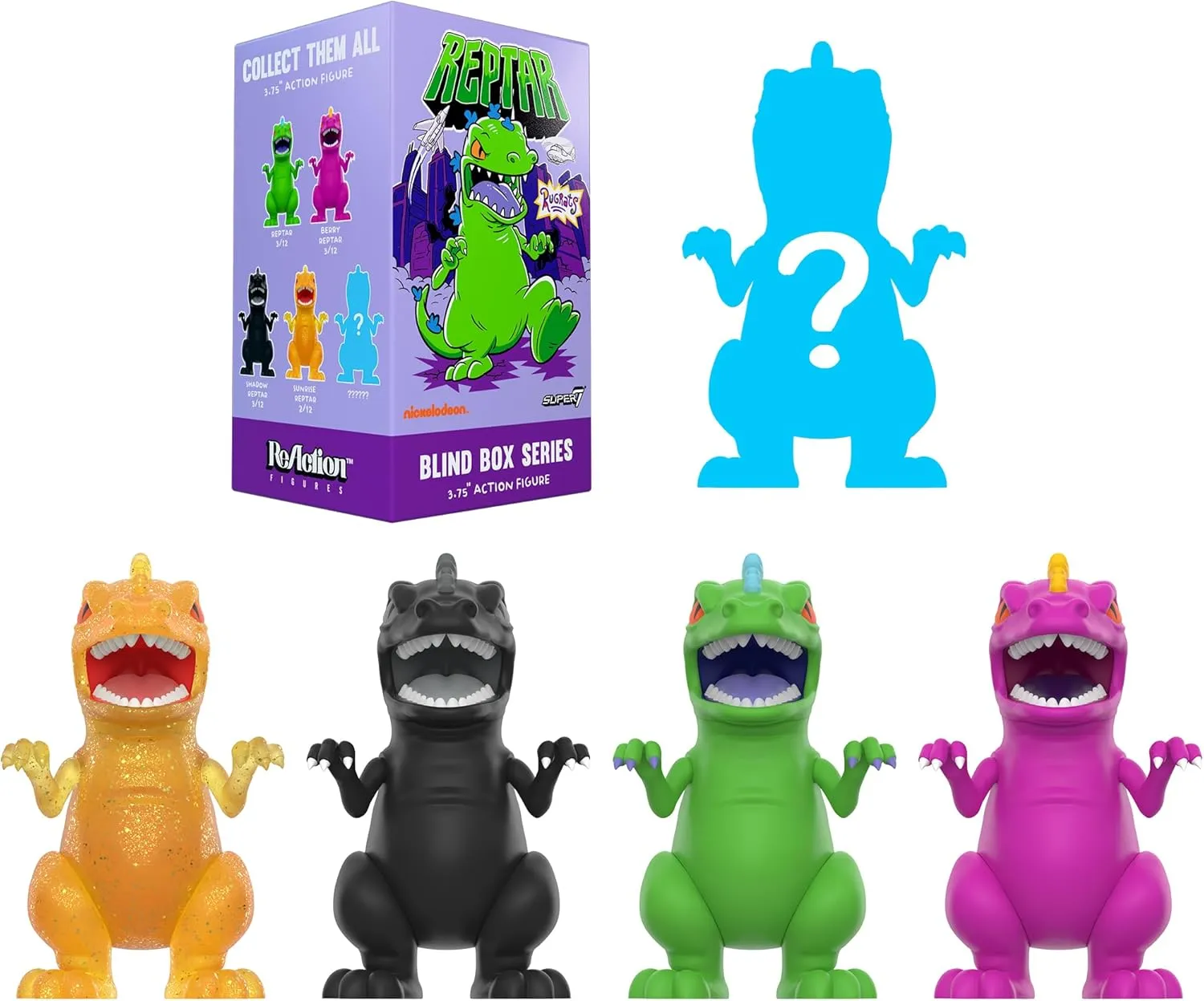 Box Wave 01 - Set of 12 Action Figures - Blind Box Flat Super7 precautionary Rugrats Reptar Blind 