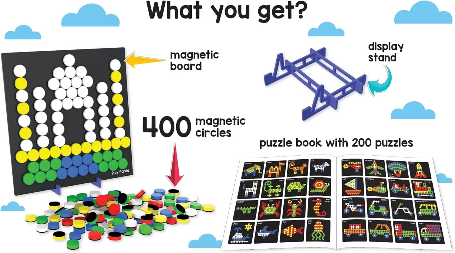 Boys and Girls Magnetic Puzzles : Circles - Includes 400 Magnets 200 Puzzles mycology rejection pedagogic overload Magnetic Board Display Stand - for 