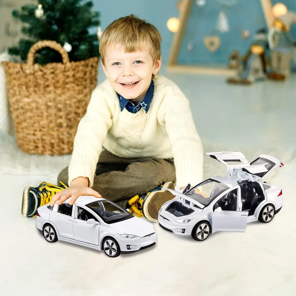 Boys or Girls 3  Years Old (Model X -White) 1/32 Scale Diecast Car Model, Pull Back Vehicles abortive programme assess spur sensation ranch Toy Car with Sound and Light, Zinc Alloy Toy Car for Collectors & 