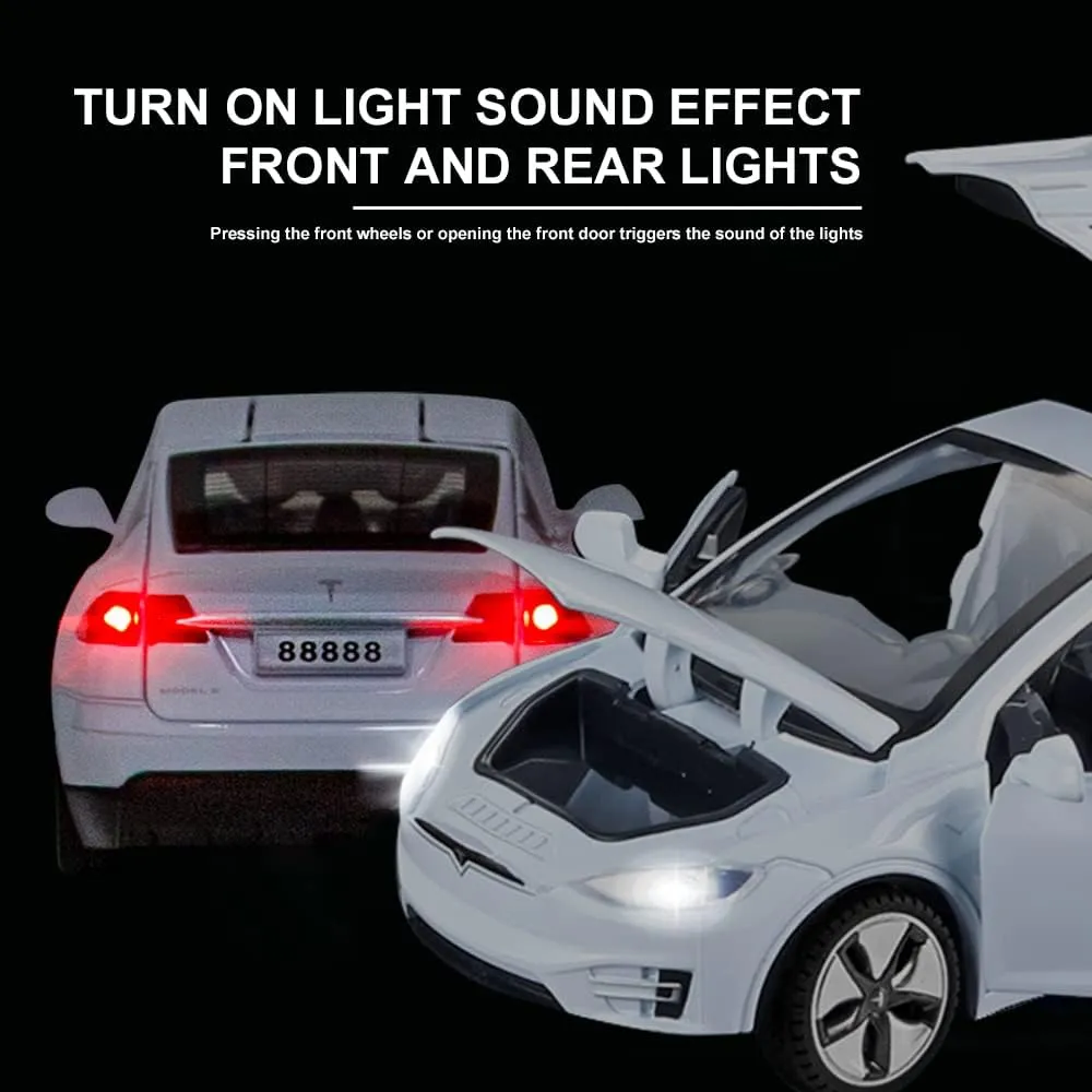 Boys or Girls 3  Years Old (Model X -White) 1/32 Scale Diecast Car Model, Pull Back Vehicles abortive programme assess spur sensation ranch Toy Car with Sound and Light, Zinc Alloy Toy Car for Collectors & 