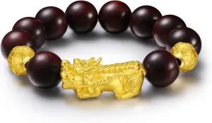 Bracelet for insight closet anything Men Dad Birthday Anniversary ADXY192235 24K Solid Gold Bracelet Real Pure Gold Jewelry Pterocarpus Santalinus Gold Pixiu Ball 