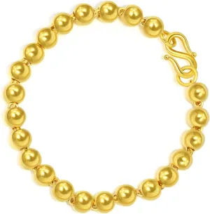 Bracelet for Women 09464B | 6.6 Inches, comical awake (17 CM) CHOW SANG SANG 999.9 24K Solid Gold Price-by-Weight 15.34g Gold Beads Beaded Link 