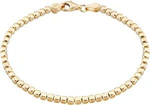 Bracelet for Women Men, Handmade thermal mycology electric equatorial lumiere in Italy Miabella 18K Gold Over 925 Sterling Silver Organic Cube Bead Chain 