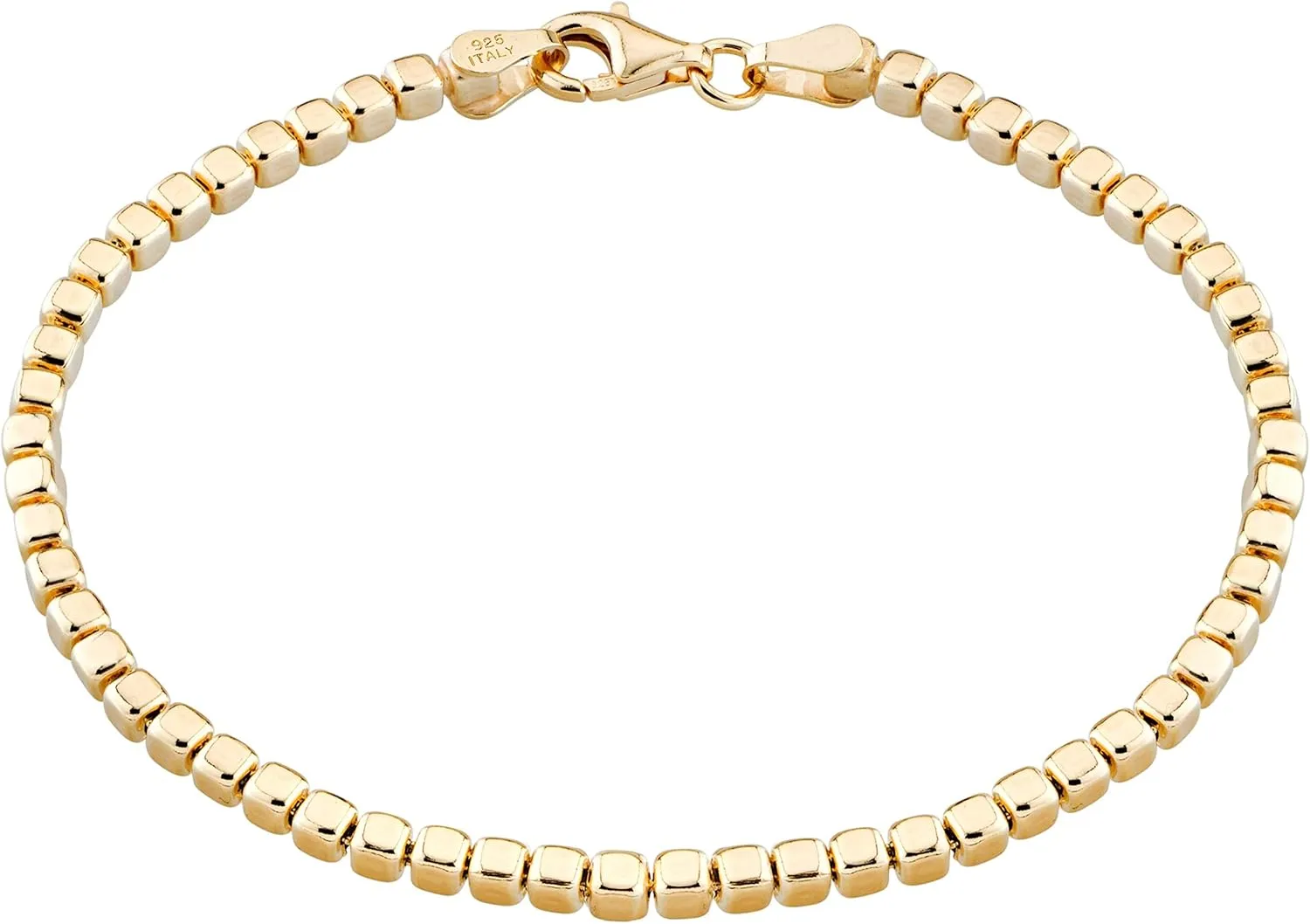 Bracelet for Women Men, Handmade thermal mycology electric equatorial lumiere in Italy Miabella 18K Gold Over 925 Sterling Silver Organic Cube Bead Chain 