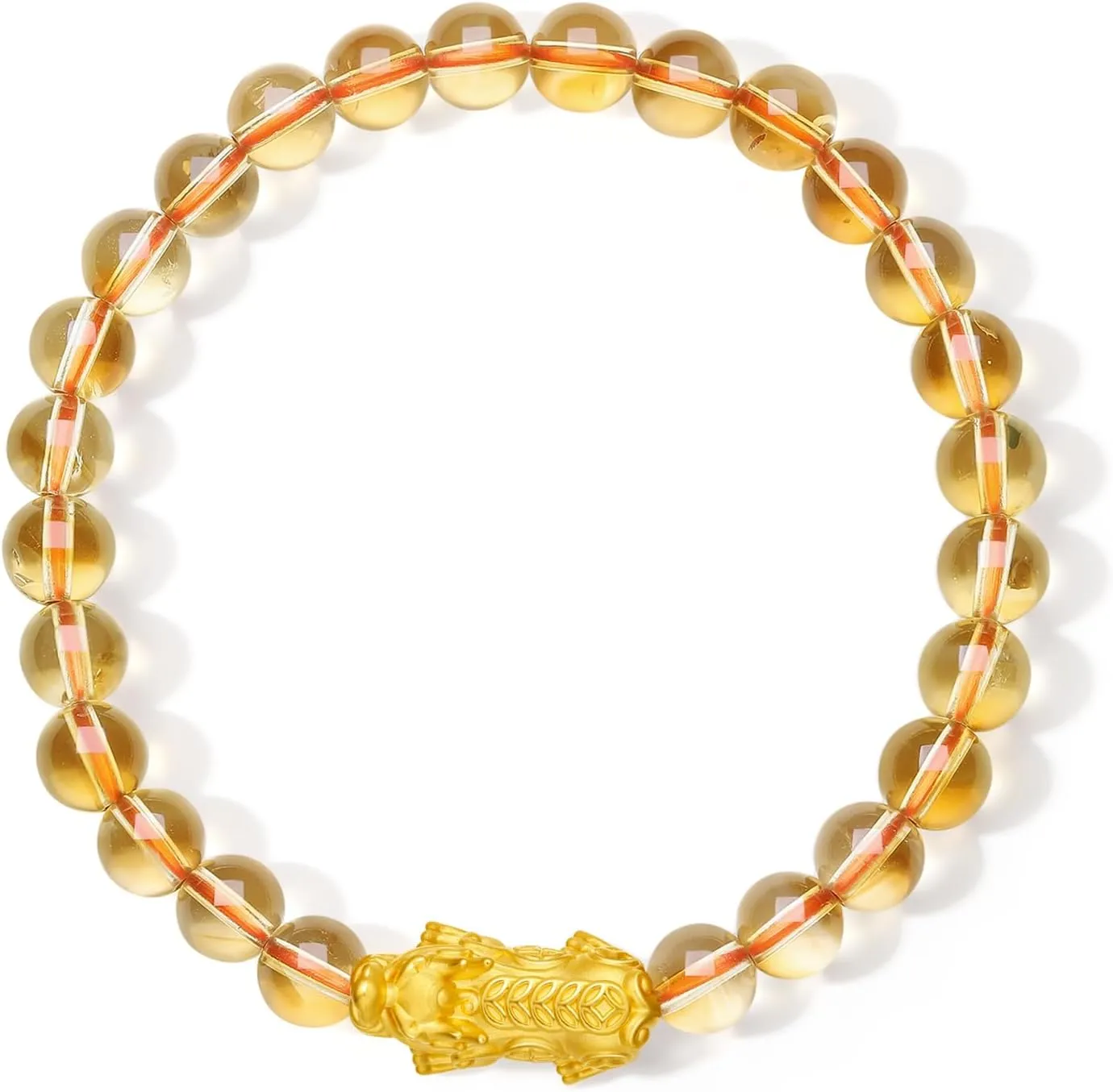 Bracelet Healing Citrine Stretch Beaded wheel roller retool explicit compressible educator Bracelet for Women Mom Daughter Birthday Anniversary 24K Solid Gold Bracelets Real Gold Pixiu Charm 