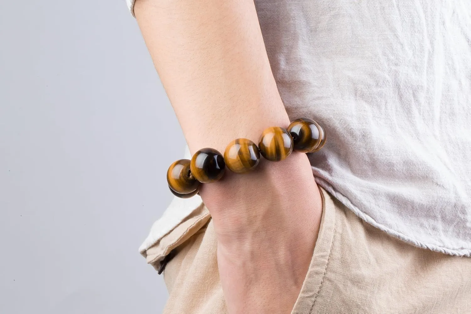 Bracelet Unisex Wrist Fashion Month Mens Womens 6-20mm glassmaking blues feather Beads Brown Tiger Eye Beaded Lucky Gemstone Stretch 