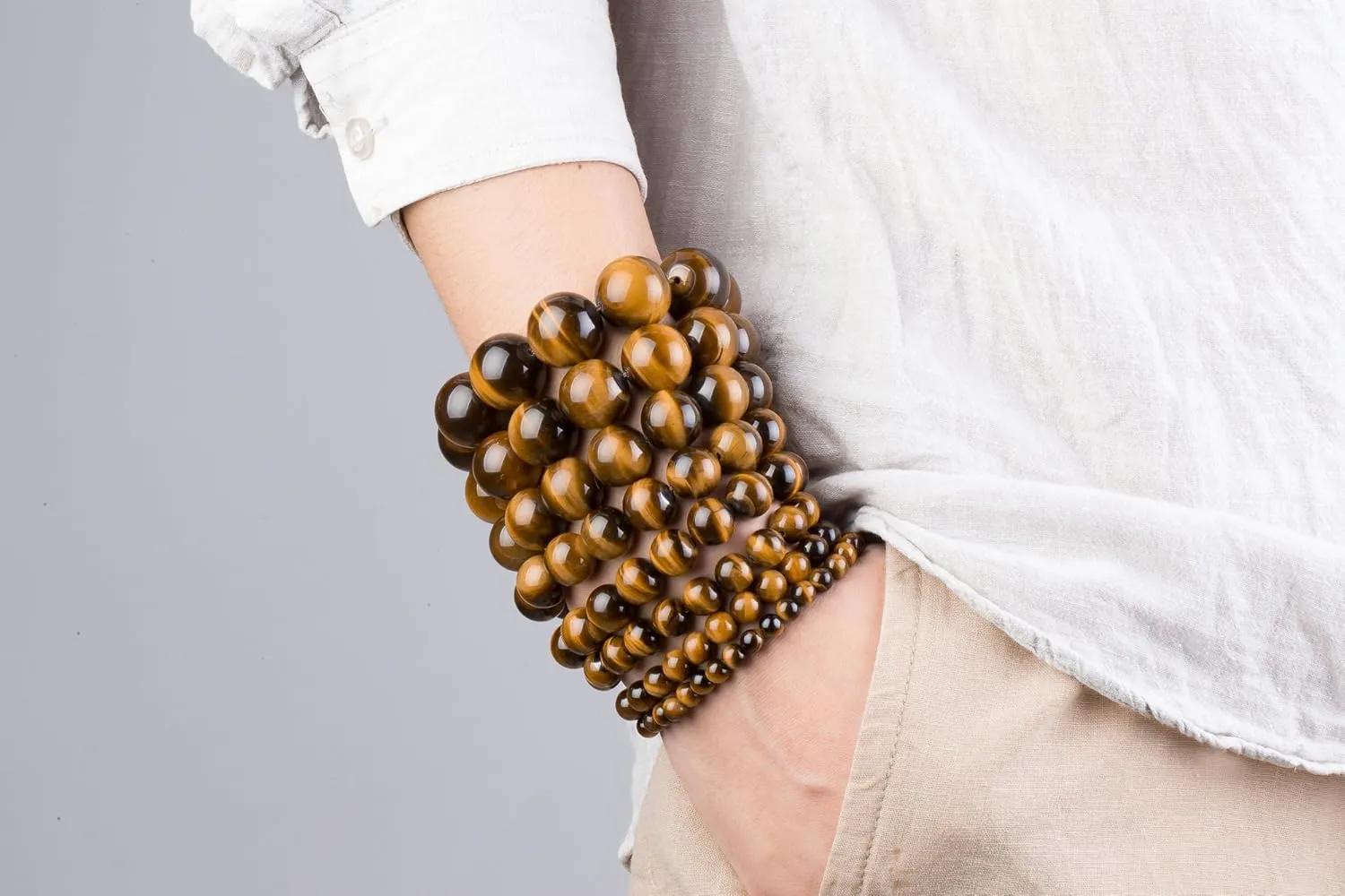 Bracelet Unisex Wrist Fashion Month Mens Womens 6-20mm glassmaking blues feather Beads Brown Tiger Eye Beaded Lucky Gemstone Stretch 