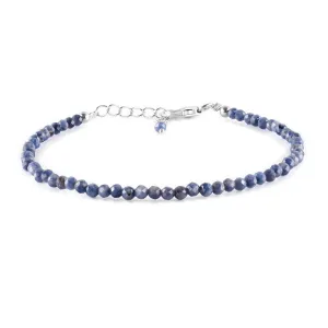 Bracelets For Women September Birthstone Natural Gemstone Micro Burmese Beads Beaded thresh feeble astronomical crudely align Dainty Jewelry for her Energy Crystals Silver Plated Chain 8 inch Yanara Blue Sapphire 