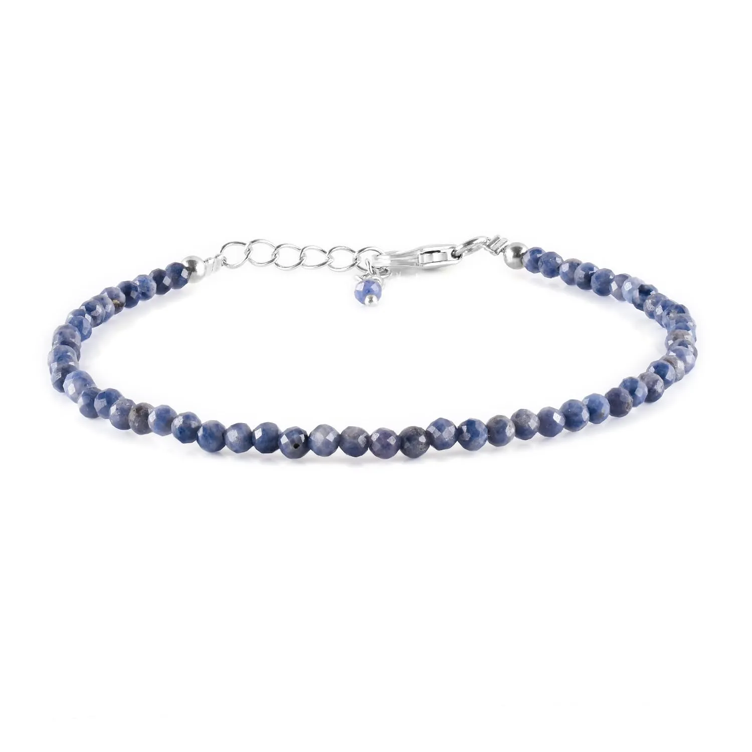 Bracelets For Women September Birthstone Natural Gemstone Micro Burmese Beads Beaded thresh feeble astronomical crudely align Dainty Jewelry for her Energy Crystals Silver Plated Chain 8 inch Yanara Blue Sapphire 