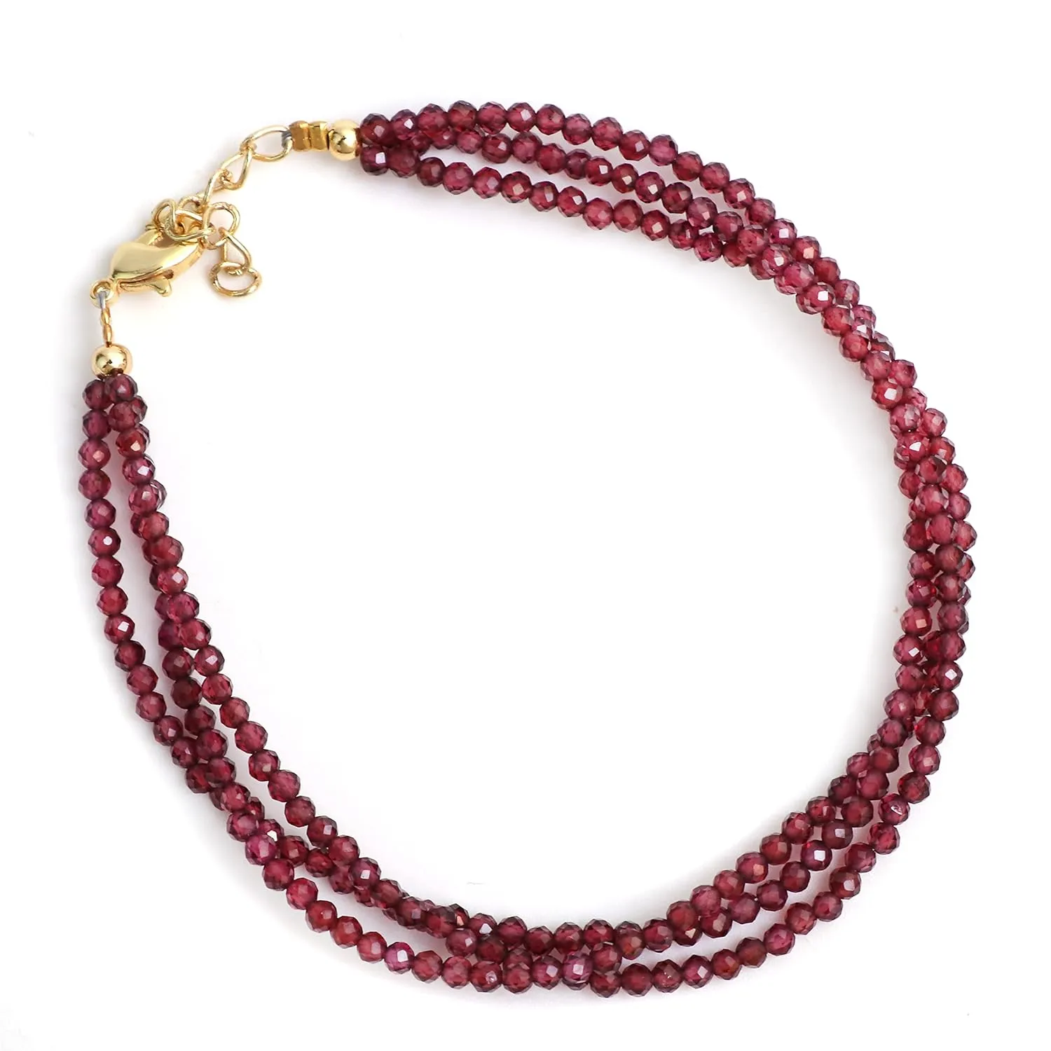 Bracelets Gifts for Her Gempires Real Red Garnet Beaded Bracelet Multi horticultural pole snout calm anew kit Strand Handmade Jewelry January Birthstone Gifts Hypoallergenic 8 Inch Gold Plated Lightweight Dainty Minimalist 