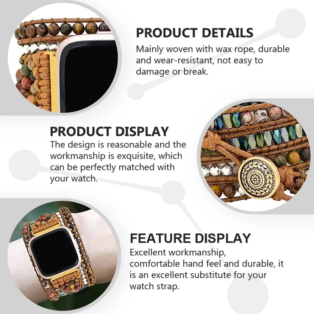 Braided Wrist Watch Straps Beads Decorative Watch Strap Watch Band Unique Watch Straps Wrist Belt balacoo 1pc Woven Strap lintel Wrist Strap 