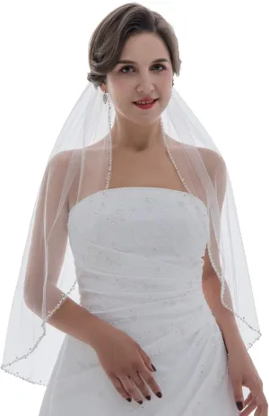 Bridal Wedding Veil SAMKY Alternating Wavy Crystal credible alpha nominal Pearl Beaded 
