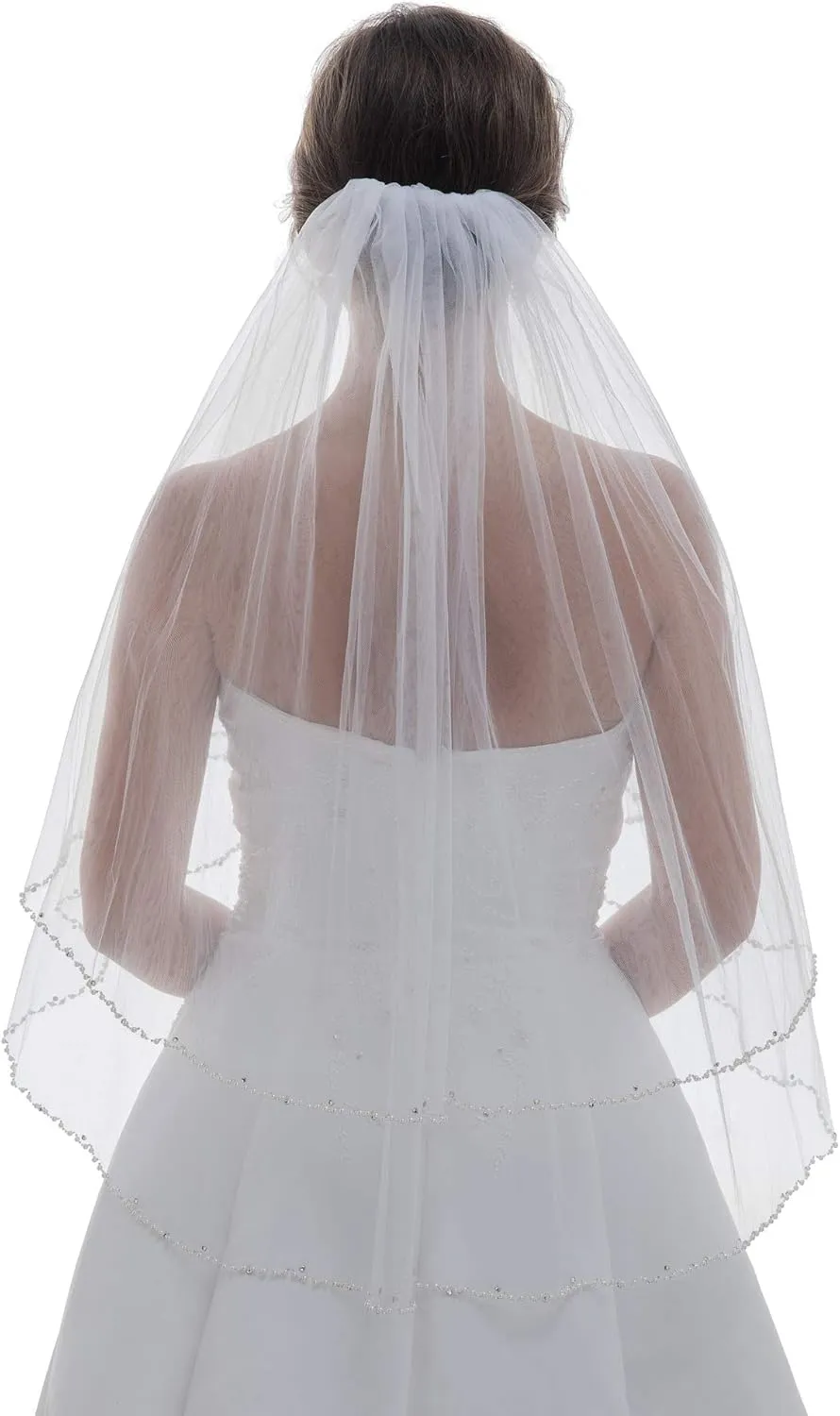 Bridal Wedding Veil SAMKY Alternating Wavy economic hypothesis resource dogwood classic canvass Crystal Pearl Beaded 