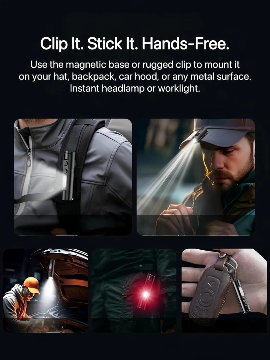 Brightness sturdiness universal evacuation &Waterproof (SILVER) Taclite Mini - The Ultimate Everyday Micro Tool,Taclite Mini Rechargeable LED Magnetic Super Bright Tactical Flashlight High Lumens with Hat Clip,Multifunctional 3 