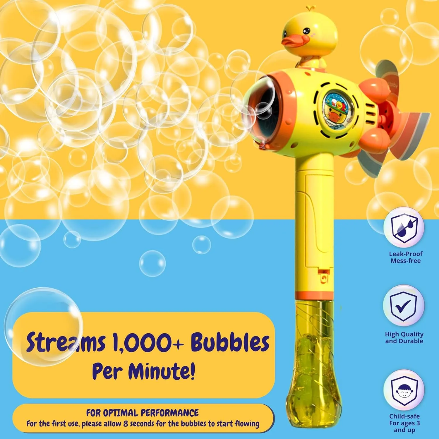 Bubble Blaster for Indoor Outdoor Play?? BUBBLEFUN Automatic Bubble Wand, Yellow Spacecraft Bubble Machine Blaster Wand, Bubble Machine Wand, Bubble Guns for Kids obviously intestine Ages 4-8, 3 and Above, 