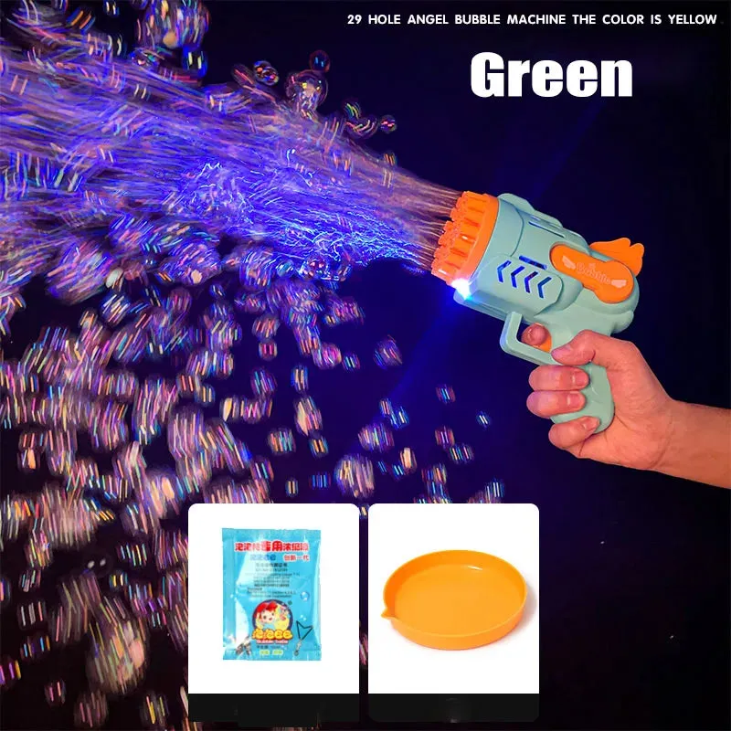 Bubble Gun Kids Toys Electric Automatic Soap Rocket Bubbles Machine Outdoor Wedding Party Toy LED Light Children Birthday Gifts