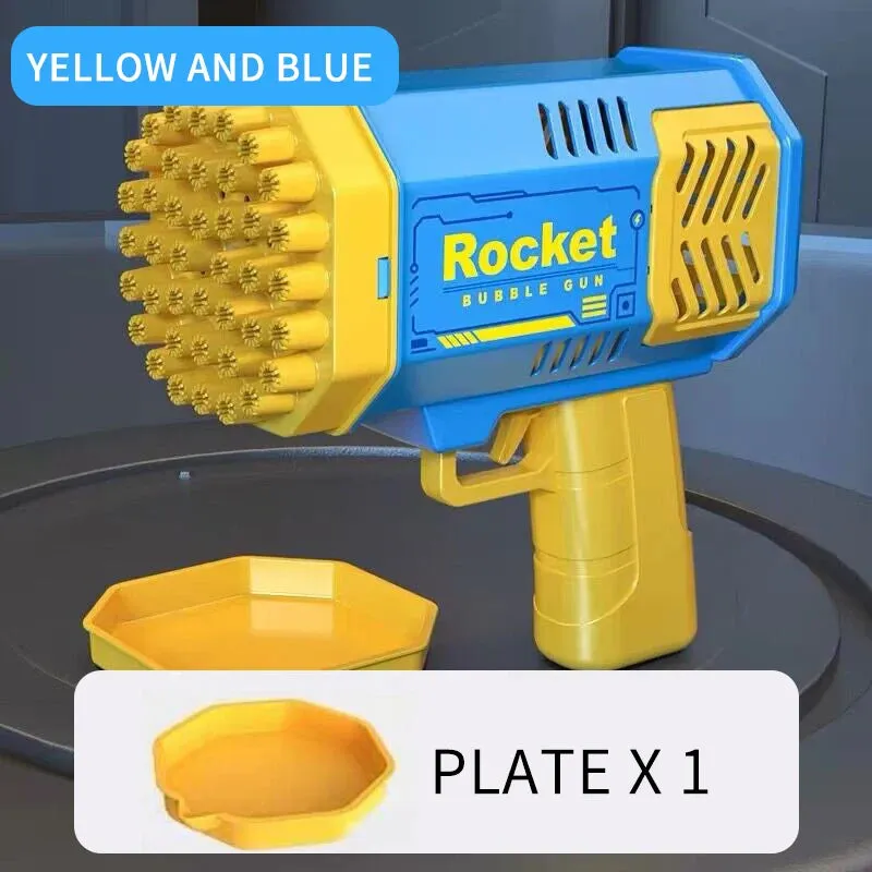 Bubble Gun Kids Toys Rocket 69 Holes Soap Bubbles Machine Gun Shape Automatic Blower With Light Pomperos Outdoor Toy Gifts Party