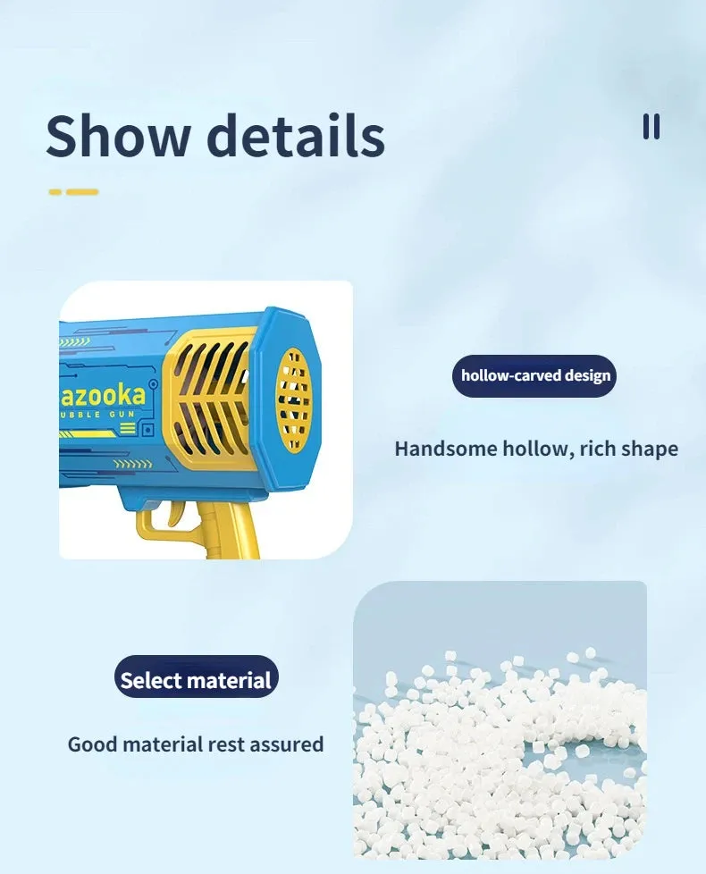 Bubble Gun Kids Toys Rocket 69 Holes Soap Bubbles Machine Gun Shape Automatic Blower With Light Pomperos Outdoor Toy Gifts Party