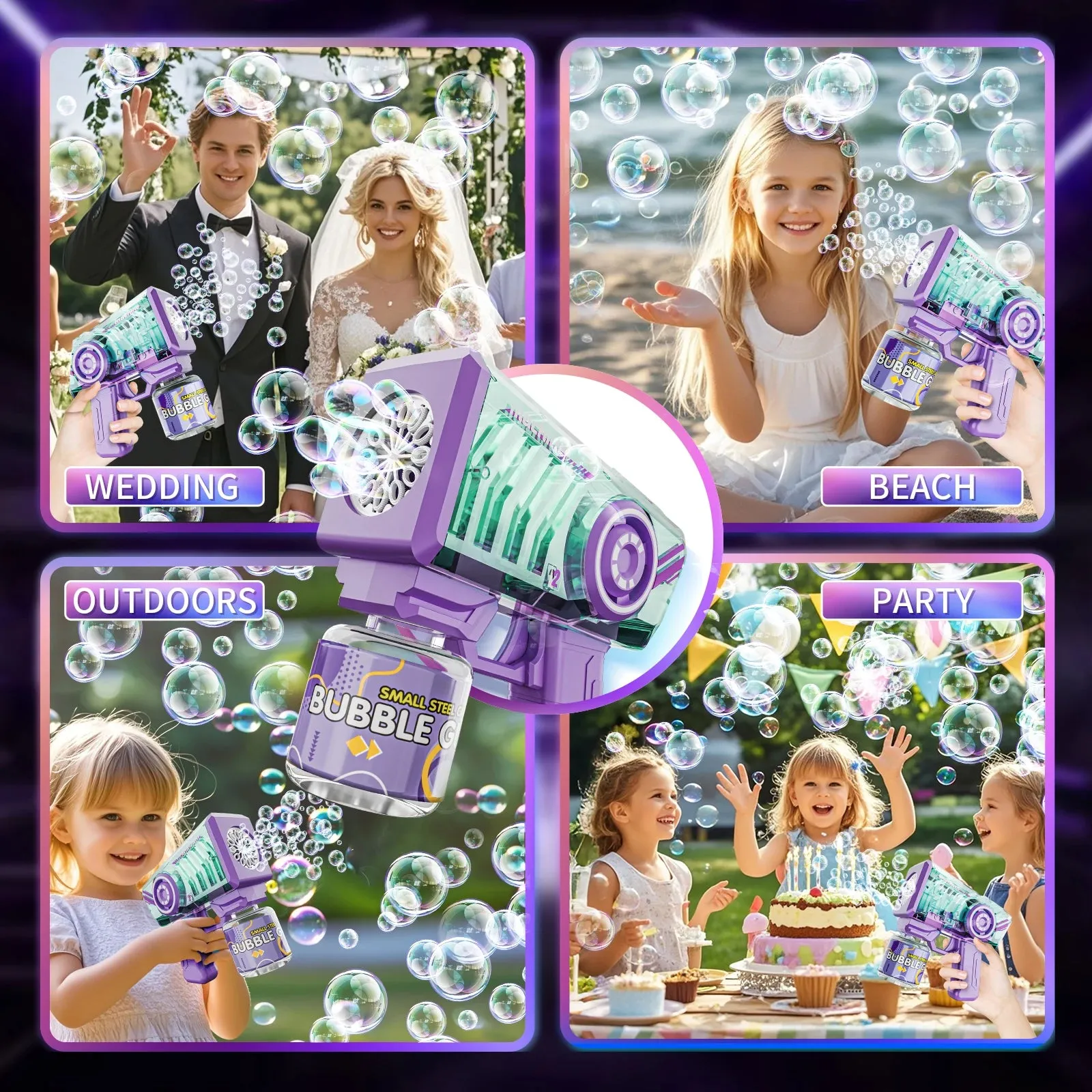 Bubble Gun Toys With LED Lights Automatic Bubble Machine Bubbles Wands Mechanical Blaster Bubble Outdoor Party For Kids