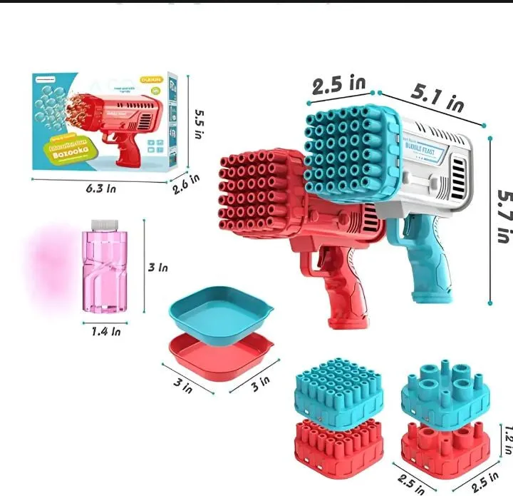 Bubble Machine Automatic Electric Gatling Bubble Guns Bubble Maker 32 Hole Bubble Gun With 1 Liquid Bottle Outdoor Fun Kids Toys for Boys and Girls