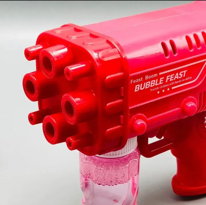 Bubble Machine Automatic Electric Gatling Bubble Guns Bubble Maker 32 Hole Bubble Gun With 1 Liquid Bottle Outdoor Fun Kids Toys for Boys and Girls
