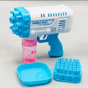 Bubble Machine Automatic Electric Gatling Bubble Guns Bubble Maker 32 Hole Bubble Gun With 1 Liquid Bottle Outdoor Fun Kids Toys for Boys and Girls