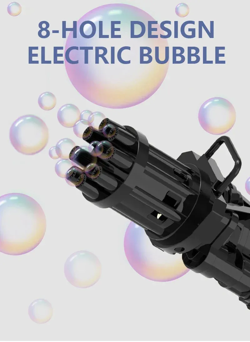 Bubble Rotary Eight Fun Amount Tube Gun Bubble Kids Machine For Reliable Toys With Automatic Hole Smart-powered Bubble Electric Machine Huge Gatling