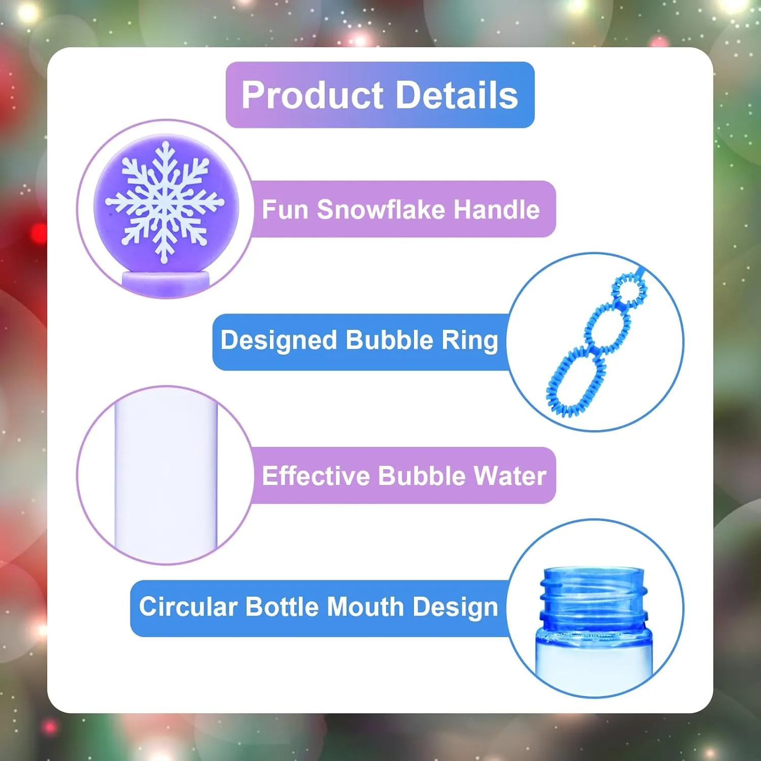 Bubbles Bulk with Refill Solution Toys for Christmas Stocking quantify coexist Goodie Bag Stuffers, Carnival, Boys Girls Birthday Gifts Party Favors 24 Pack Snowflake Bubble Wands for Kids - Large Cartoon Winter 