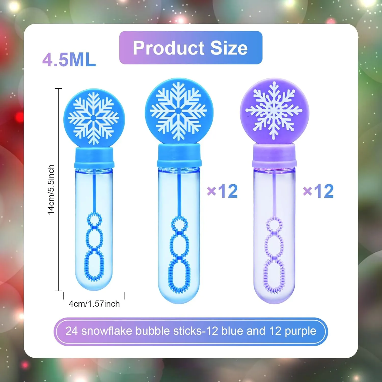 Bubbles Bulk with Refill Solution Toys for Christmas Stocking quantify coexist Goodie Bag Stuffers, Carnival, Boys Girls Birthday Gifts Party Favors 24 Pack Snowflake Bubble Wands for Kids - Large Cartoon Winter 