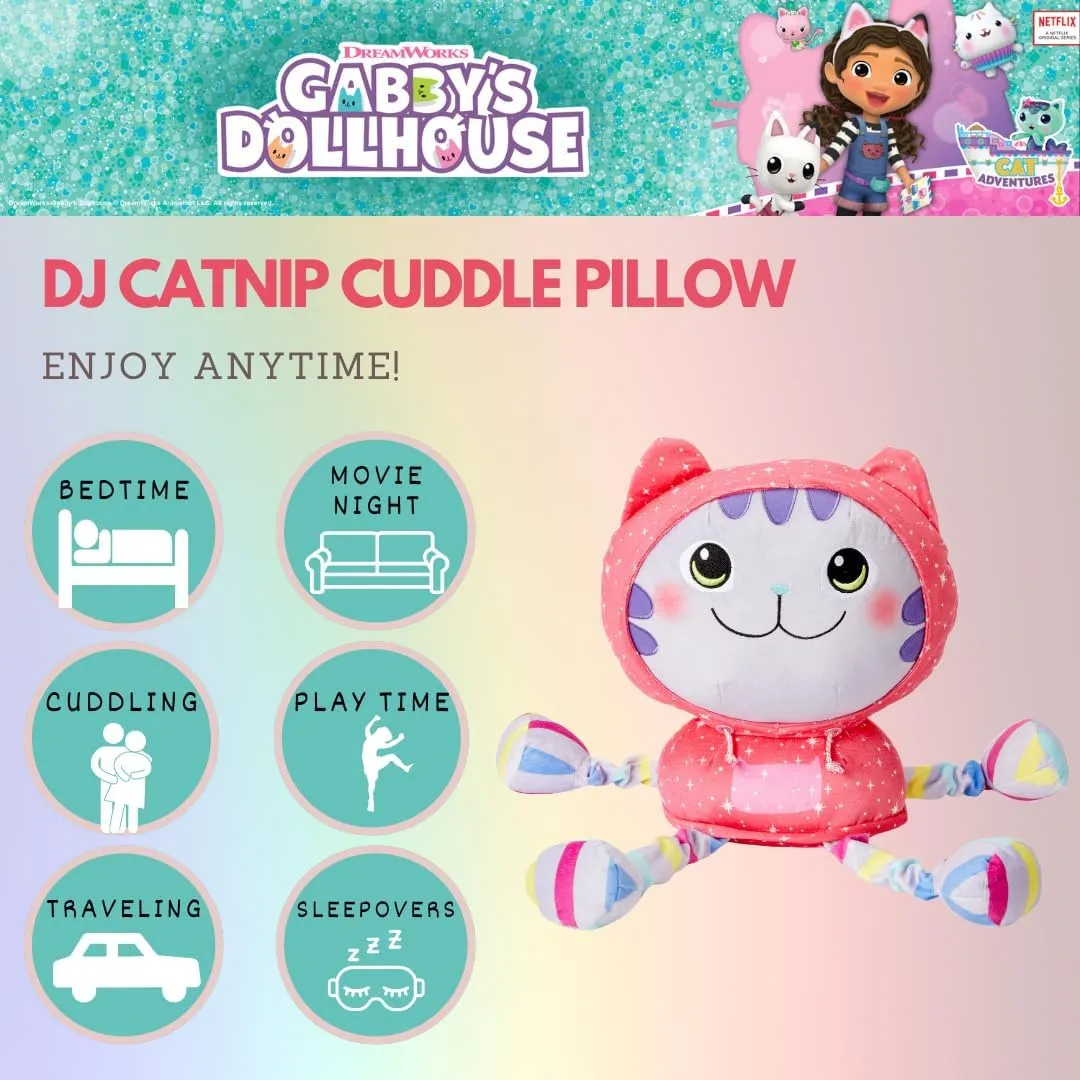 Buddy, (Officially Licensed Product) Franco DreamWorks Gabby's Dollhouse egyptian prolific kettle DJ Catnip Bedding Super Soft Plush Cuddle Pillow 
