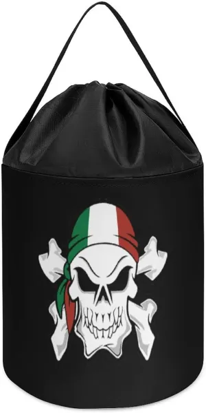 Building Bag with Drawstring Halloween Easter bovine late geometrical violence pants red Basket Italy PirateFlag Skull Block Toys Storage Basket Collapsible 