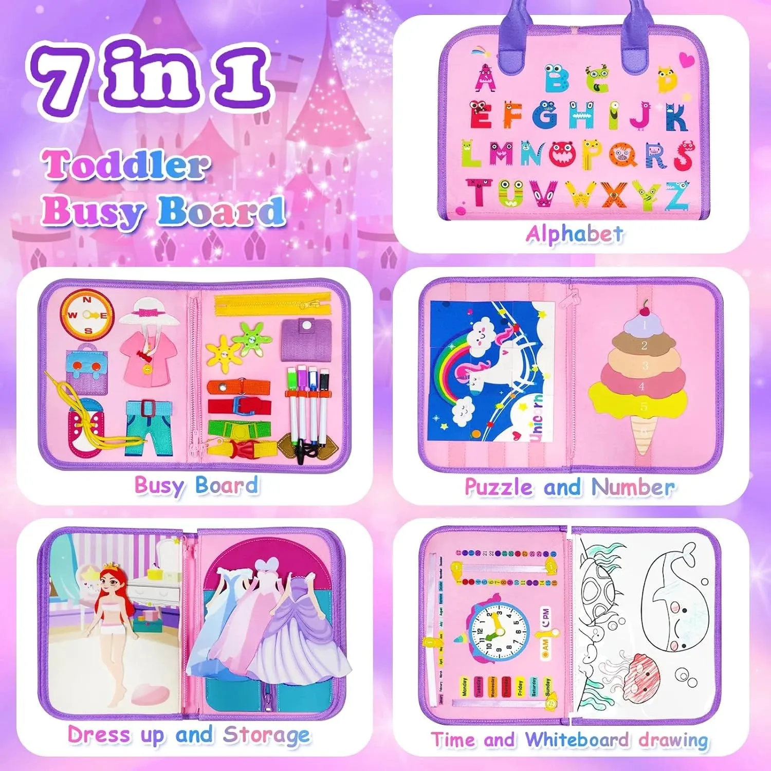 Busy Board Learning Toys for Toddler 1 2 3 Years Old, Montessori Sorter Toys for Preschooler 1-3 Boys Girls