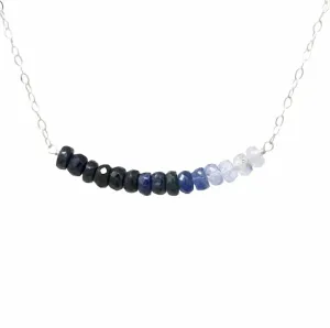 �C 14k Gold Fill, Rose Gold Fill, or Sterling Silver �C September amend Birthstone Layering Necklace Real Blue Sapphire Ombre Beaded Necklace 