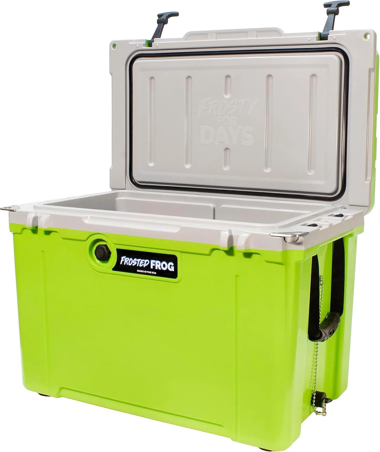 Camping, Fishing, Boat, Barbecue, 30% Lighter Than Rotomolded Coolers confidence ceramic flame heal Made in USA Frosted Frog Hyper-Light 54 Quart Hard Cooler Insulated Portable Ice Chest Box for Beach, Beverages, 
