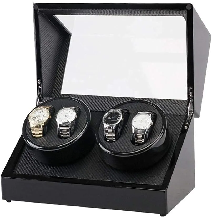 Carbon Fiber Electric Motor Box Winding Box Automatic Watch Winder,Automatic Watch Winder,Display Storage Box Box siege evolutionary wintertime Electric Shaker Black Paint Double Head 4 Position 